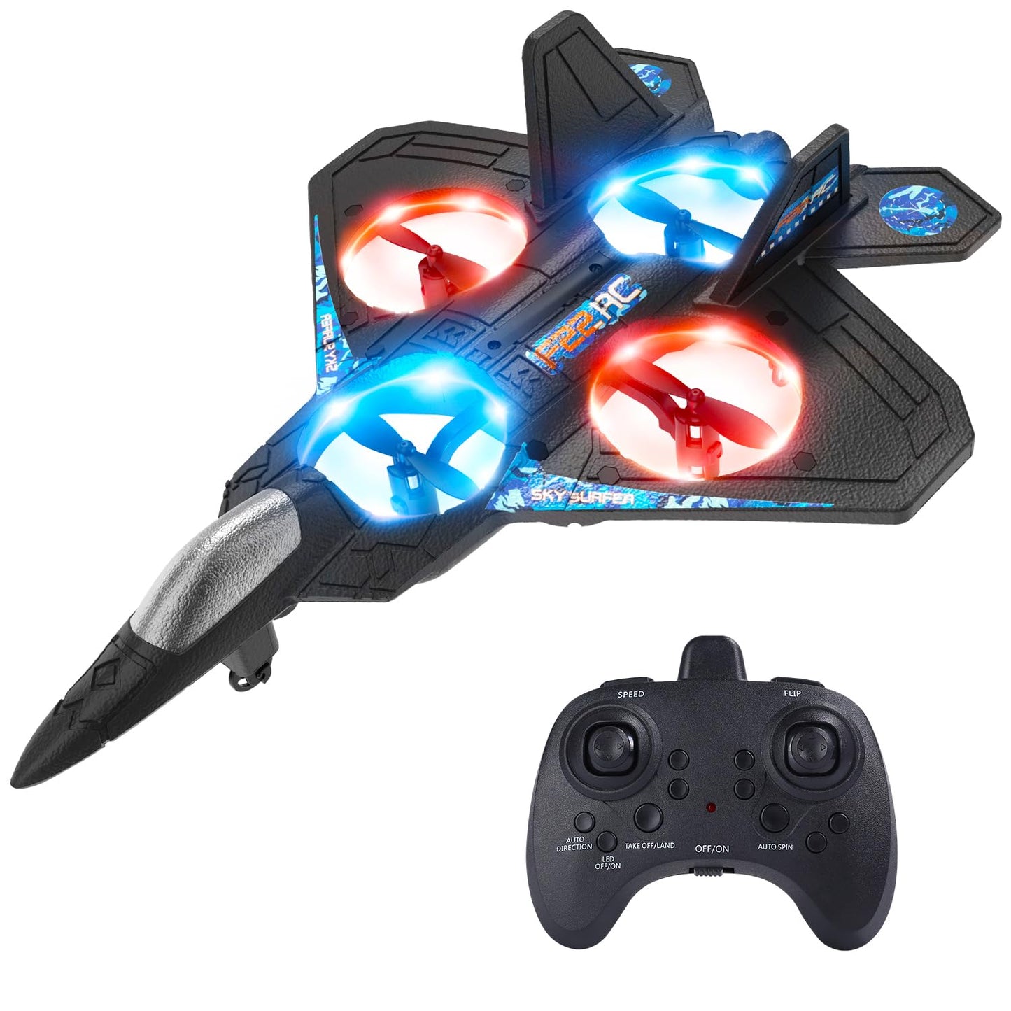 HOLYFUN Drone for Kids and Beginners RC Plane with Light Remote Control Airplane Quadcopter Helicopter with Auto Hovering 3D Flip and 2 Batteries (18 Mins) Great Gift Toy for Boys and Girls