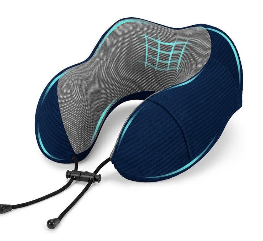 Dluxe Ave. Travel Pillow for Airplane Foam Neck Pillows/ 2 Pack / Grey & Blue