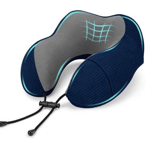 Dluxe Ave. Travel Pillow for Airplane Foam Neck Pillows/ 2 Pack / Grey & Blue