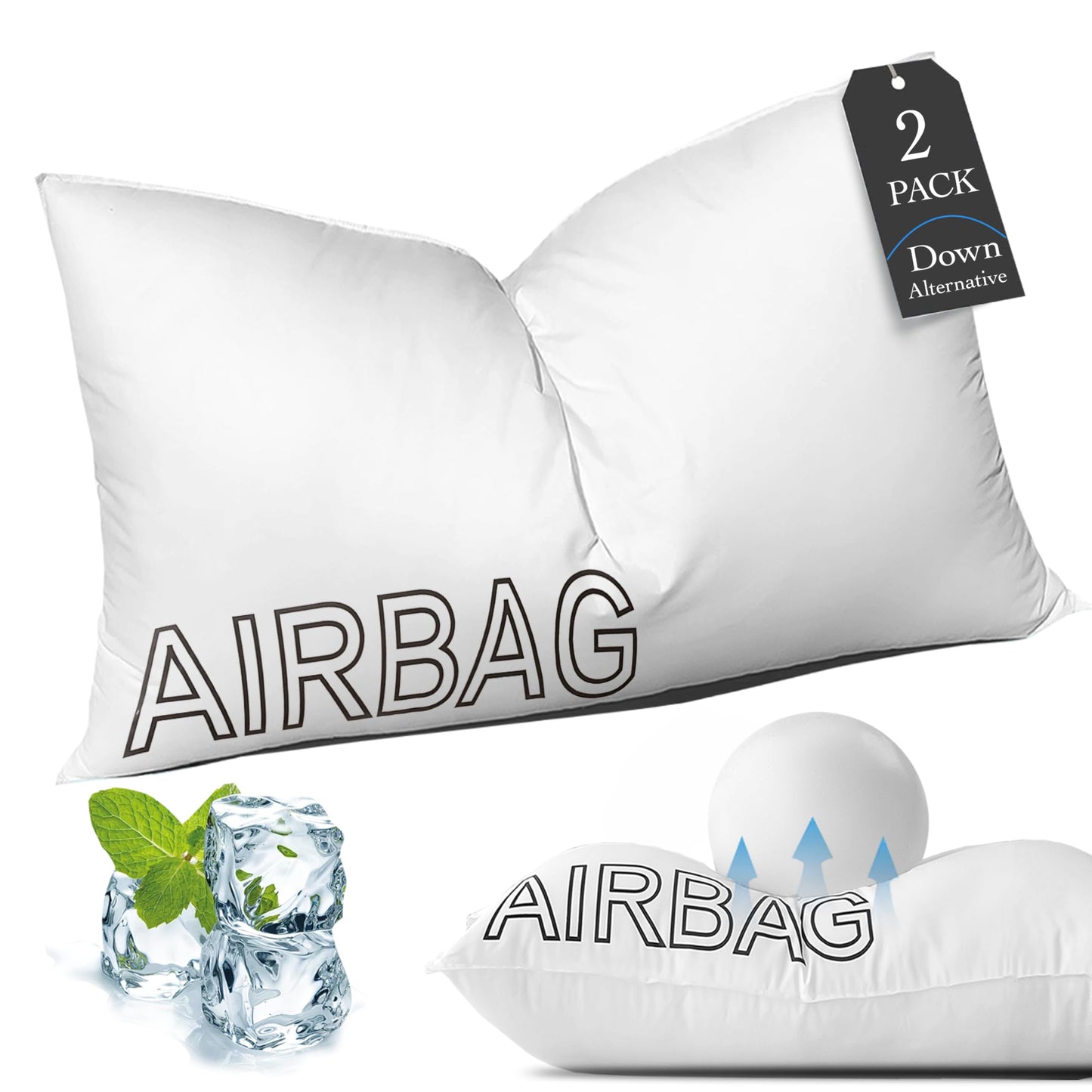 Dluxe Ave. ( STANDARD ) Bed Pillows Set of 2, { SOFT/ SUPPORT } Luxury Hotel Quality