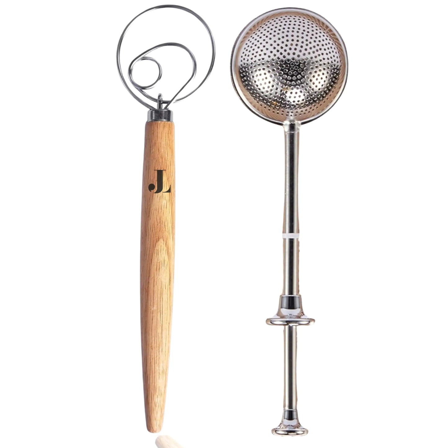 Dluxe Ave. The Danish Dough Whisk & Scoop & Dust Flour Sifter Bread Making Tools Set (2pcs)