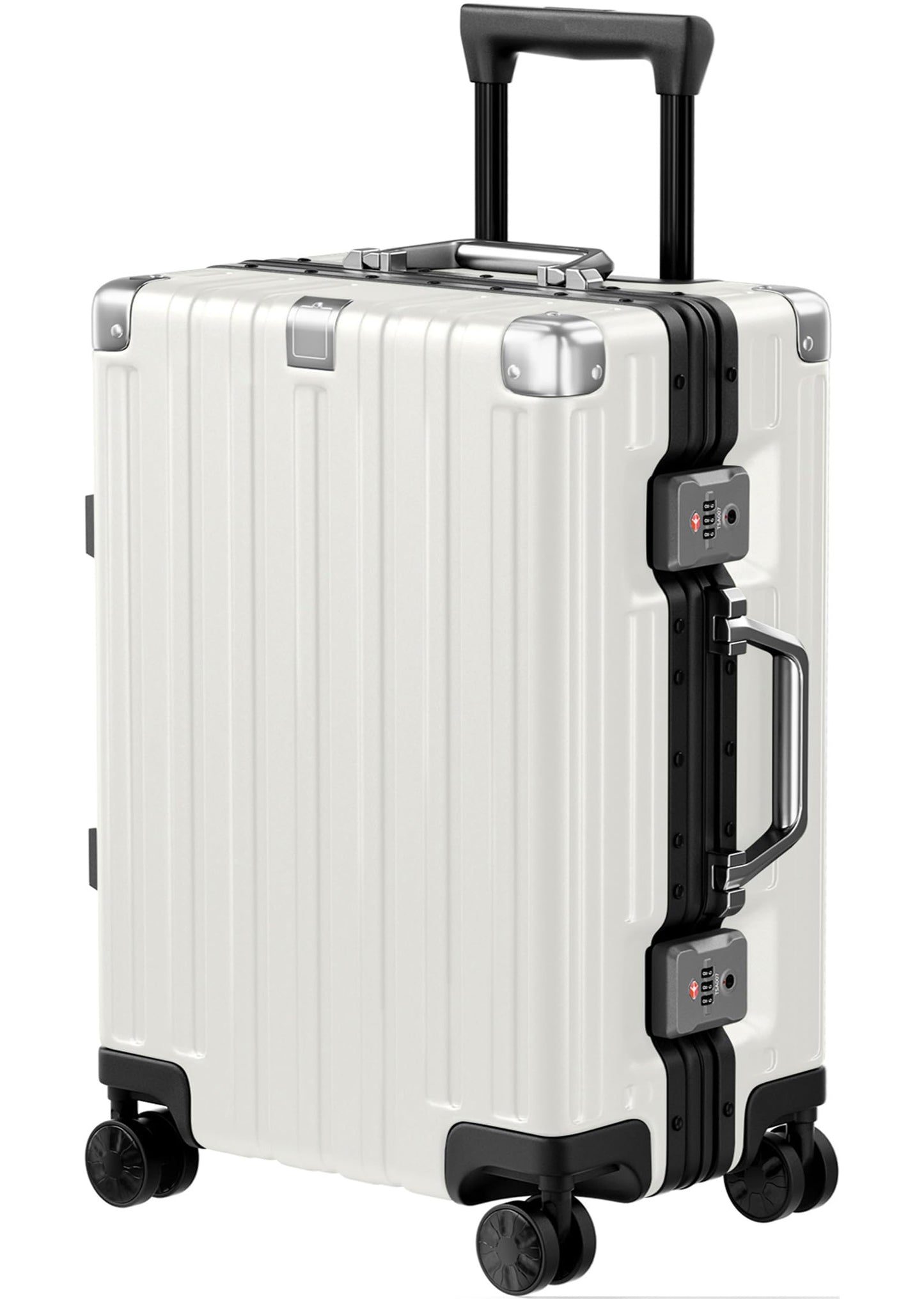 Dluxe Ave. Carry On Luggage Noble/ TSA Airline Approved/Spinner Wheels/ (White) 20 Inch