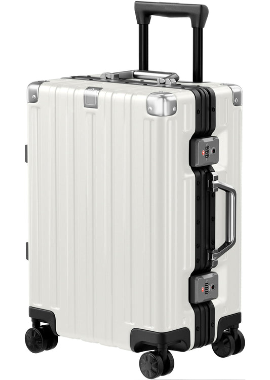 Dluxe Ave. Carry On Luggage Noble/ TSA Airline Approved/Spinner Wheels/ (White) 20 Inch