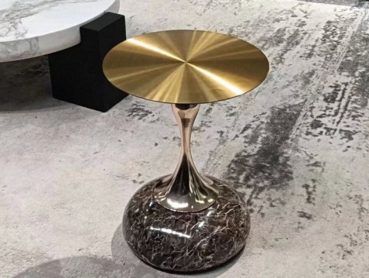Dluxe Ave. Nordic Retro Metal Side Table with Marble Top