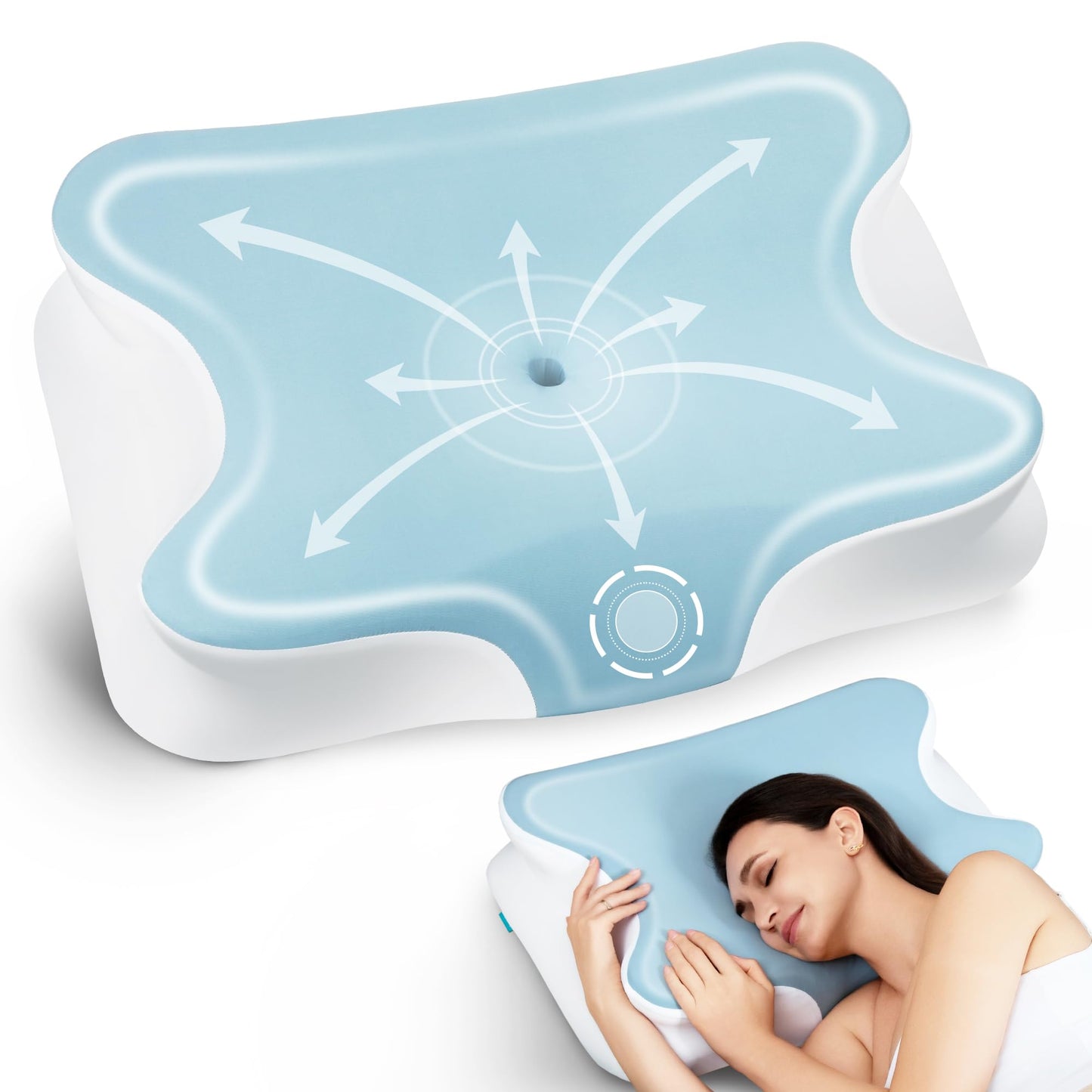 Dluxe Ave. Cervical Pillow for Neck Shoulder/ Blue