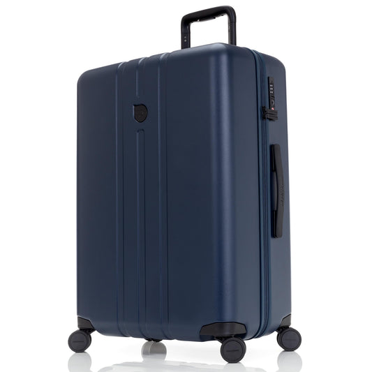 Dluxe Ave. Medium Checked Luggage with Spinner Wheels/Lightweight Hard Shell/TSA Lock/ ( Blue) 26.5"