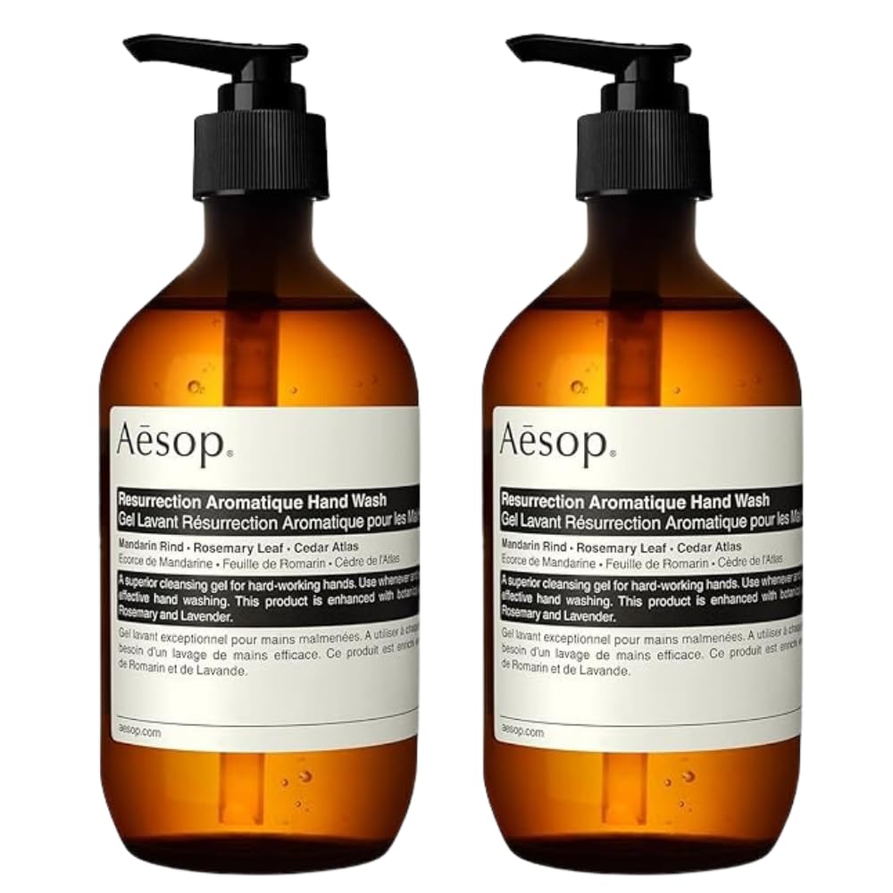 Dluxe Ave. Aesop Resurrection Aromatique Hand Wash | Gentle Cleanser with Orange Rosemary and Lavender Oils | 16.9 oz Pack of 2