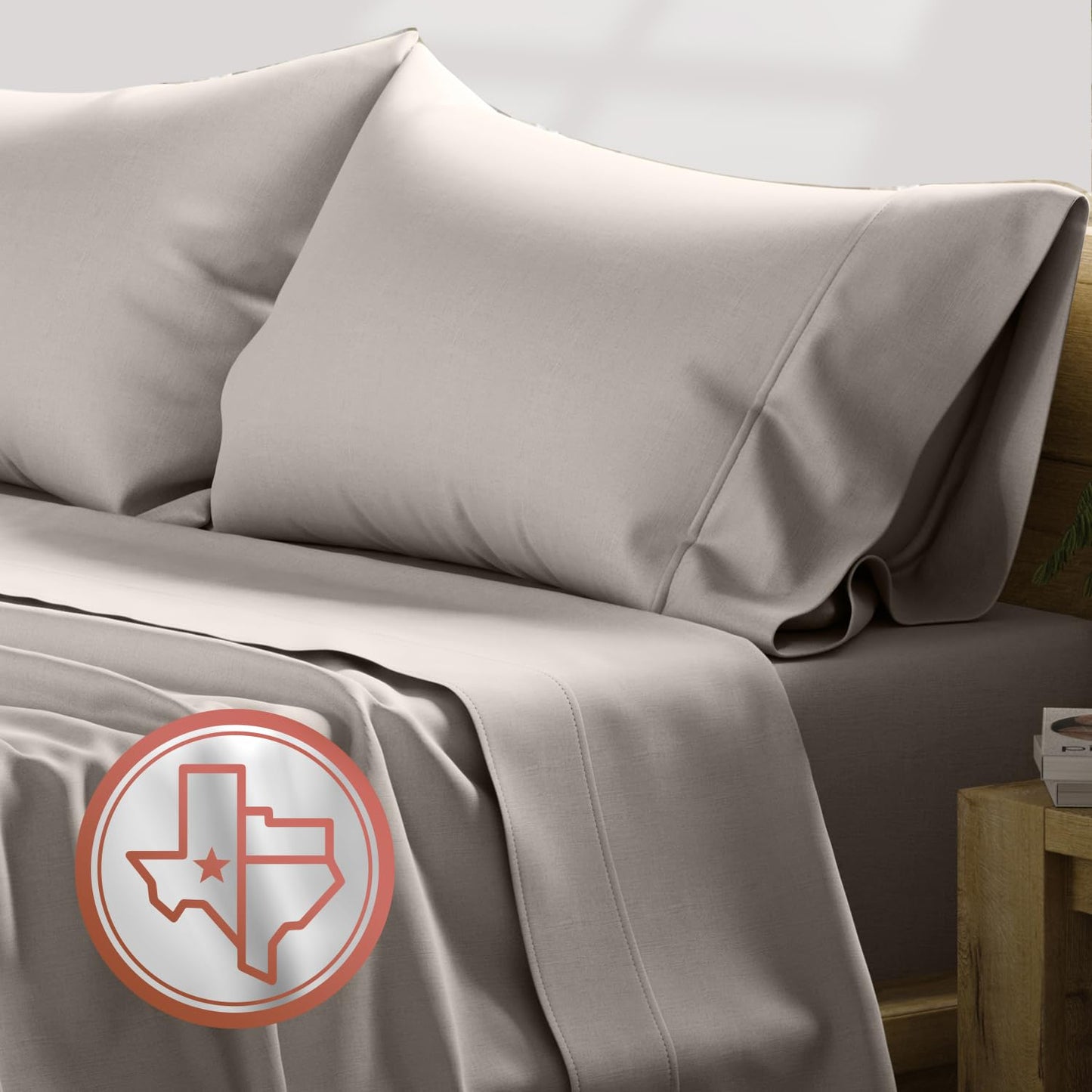 Dluxe Ave. ( FULL ) 4 Pcs 100% Egyptian Cotton Sheet Set/ 600 Thread Count/ Beige