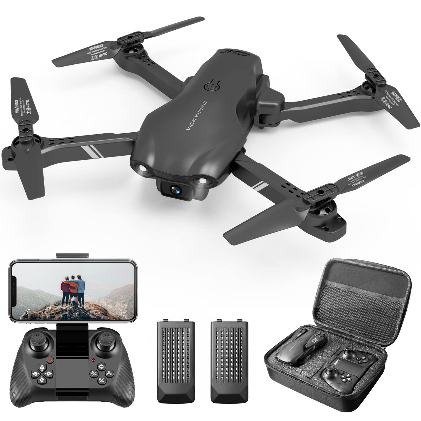 DRONEEYE 4DV13 Drone with 1080P HD FPV Camera for Kids Adults Mini RC Quadcopter for Beginners boy Toys GiftWaypoint FunctionsAltitude Hold Gesture Selfie3D Flips2 BatteriesBlack
