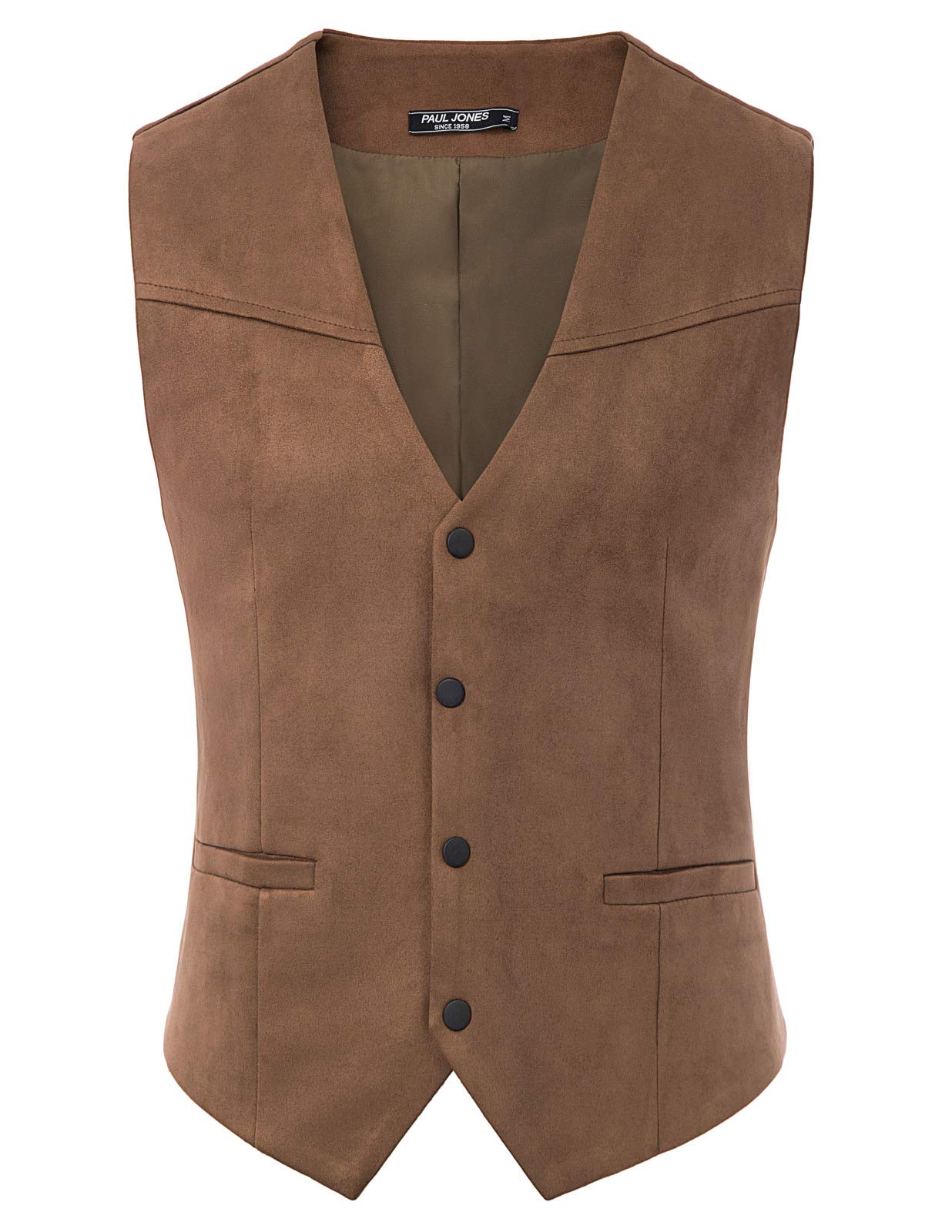 Dluxe Ave. (MEDIUM) Mens Suede Leather Suit Vest/ Casual Western Vest/ Brown