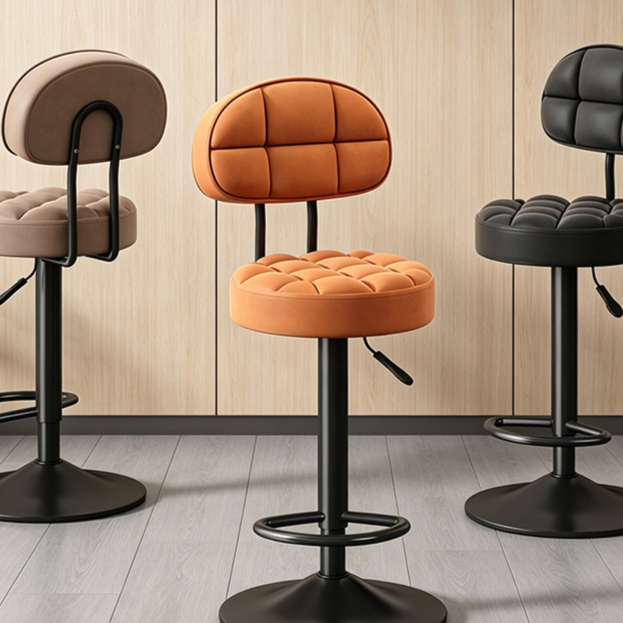Adjustable Height Swivel Bar Stool with Backrest