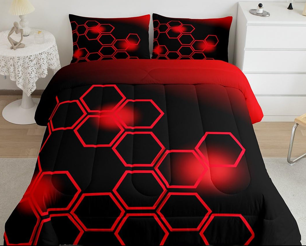 Dluxe Ave. ( TWIN ) 2Pcs Bedding Set/ Red & Black