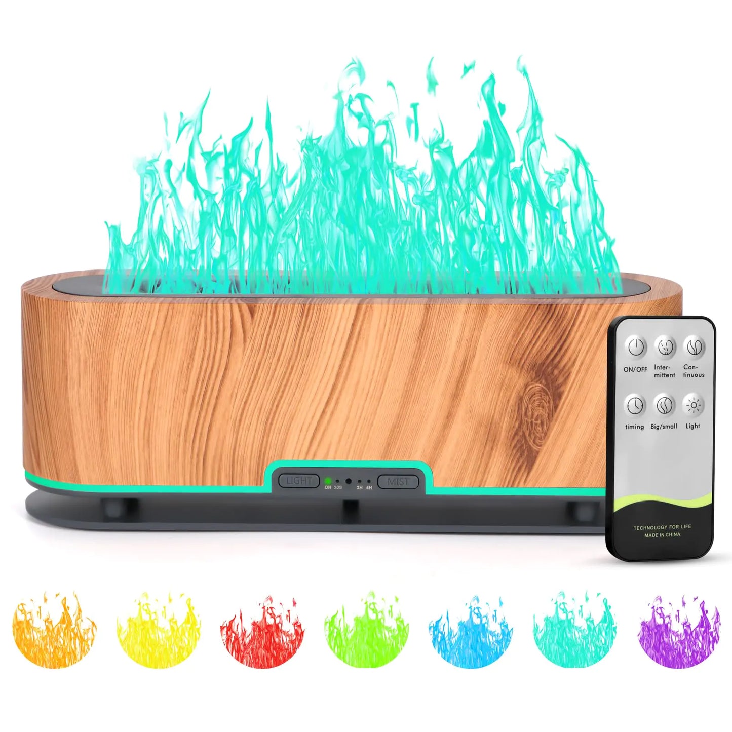 Dluxe Ave. Colorful Essential Oil Diffuser Upgraded 7 Flame Aroma Diffuser Diffuser Noiseless Aromatherapy Diffuser  200ML (Light Wood)