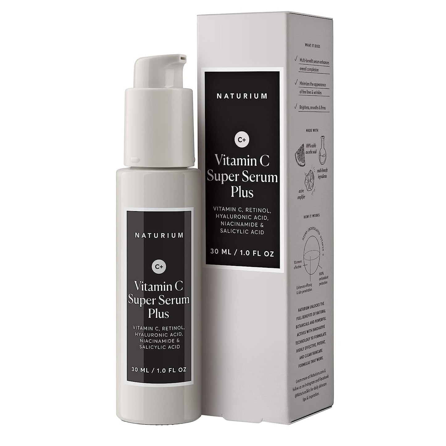 Dluxe Ave. Vitamin C Super Serum Plus/ Retinol Hyaluronic Acid Niacinamide & Salicylic Acid 1 oz