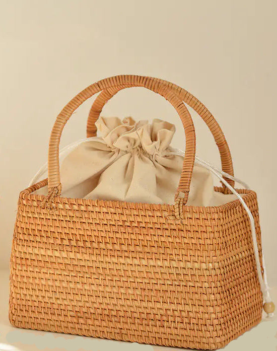 Dluxe Ave. 3 Handwoven Rattan Picnic Basket for Storage and Outings