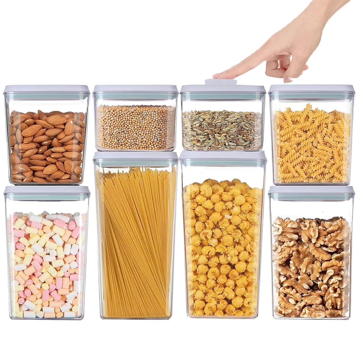 Dluxe Ave. 8Pcs Pop Containers with Lids/Stackable Container with Labels BPA-Free