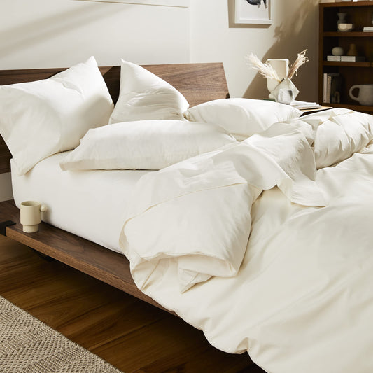Dluxe Ave. ( FULL ) 4 Pcs Luxury Percale Sheet Set/ 100% Cotton/ Cream