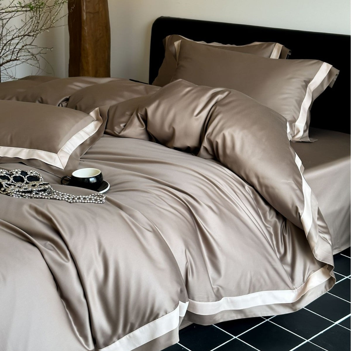 Luxury Tencel Cotton Bed Sheet Set/ Flat Bed sheet 1  Pillowcase 2  {Duvet cover}1