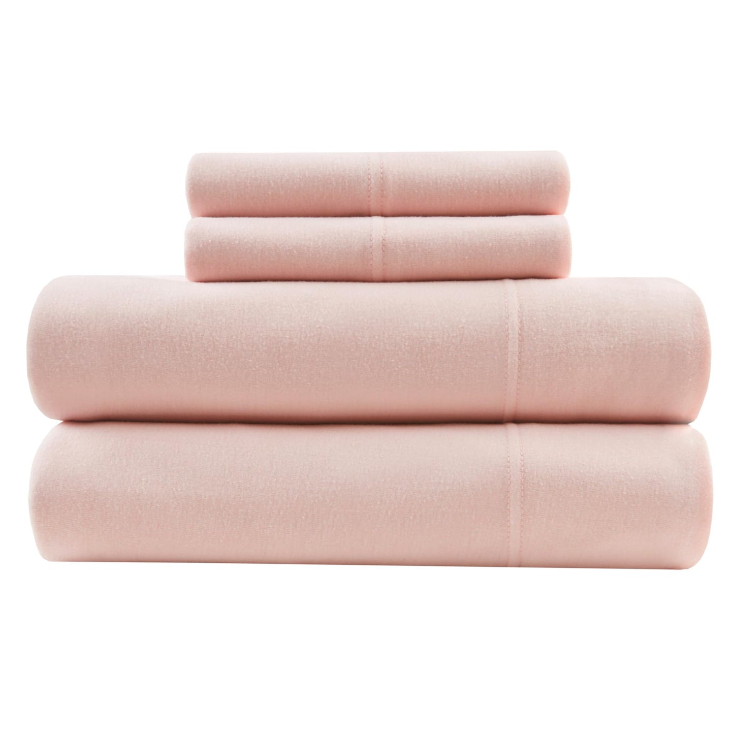 Dluxe Ave. ( FULL) 4 Pcs Sheet Set Cotton Jersey Knit, All Season Cotton, Deep Pocket Fits Up to 16",  Blush