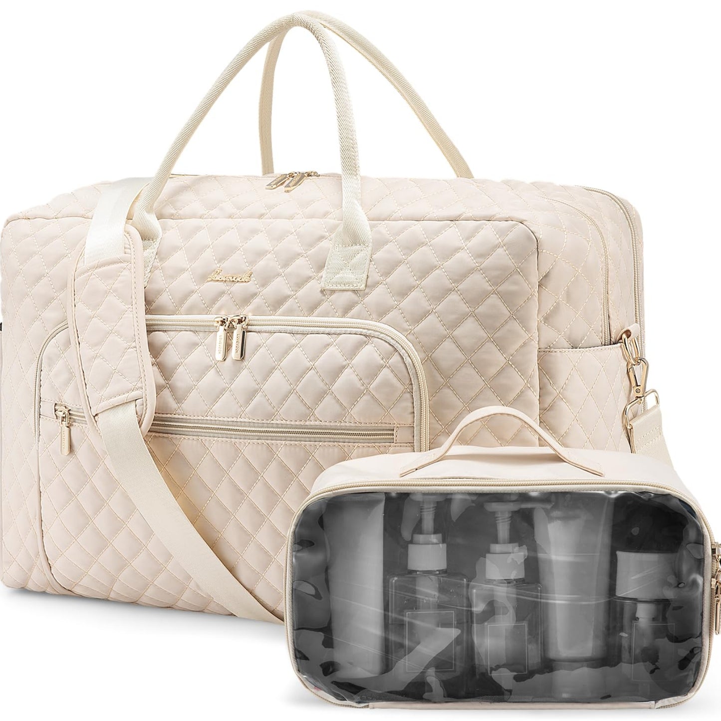 Dluxe Ave.  Carry on Bag with Wet Pocket Shoe Bag/  Beige