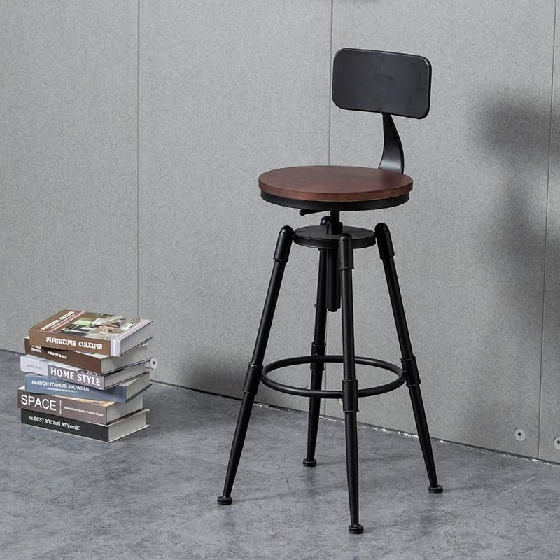 Industrial Style Adjustable Height Bar Stool