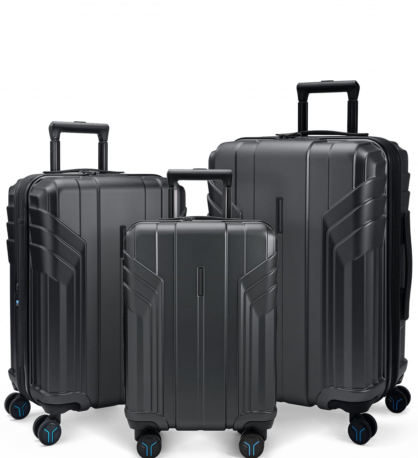 Dluxe Ave. 3 Piece Set Suitcase Expandable Carry on Luggage/TSA Lock/ Spinner Wheels (Black)