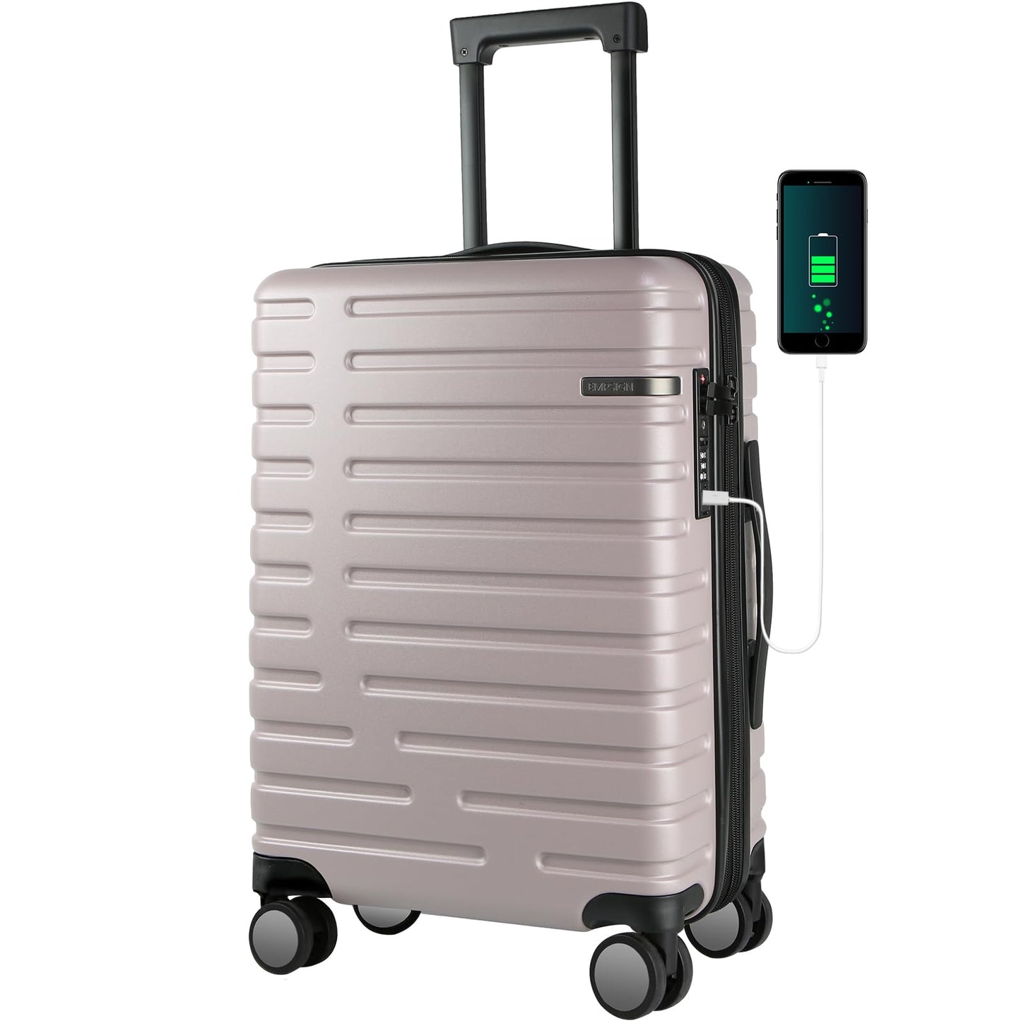 Dluxe Ave. Carry On Luggage with Spinner Wheels/ Hard Shell/ TSA Lock/ 20-Inch/ Light Purple