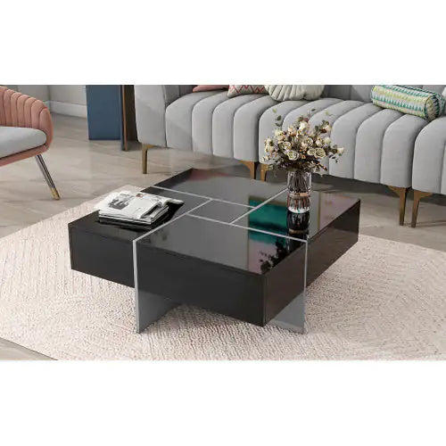 Dluxe Ave. Unique Design Coffee Table With 4 Hidden Storage Compartments