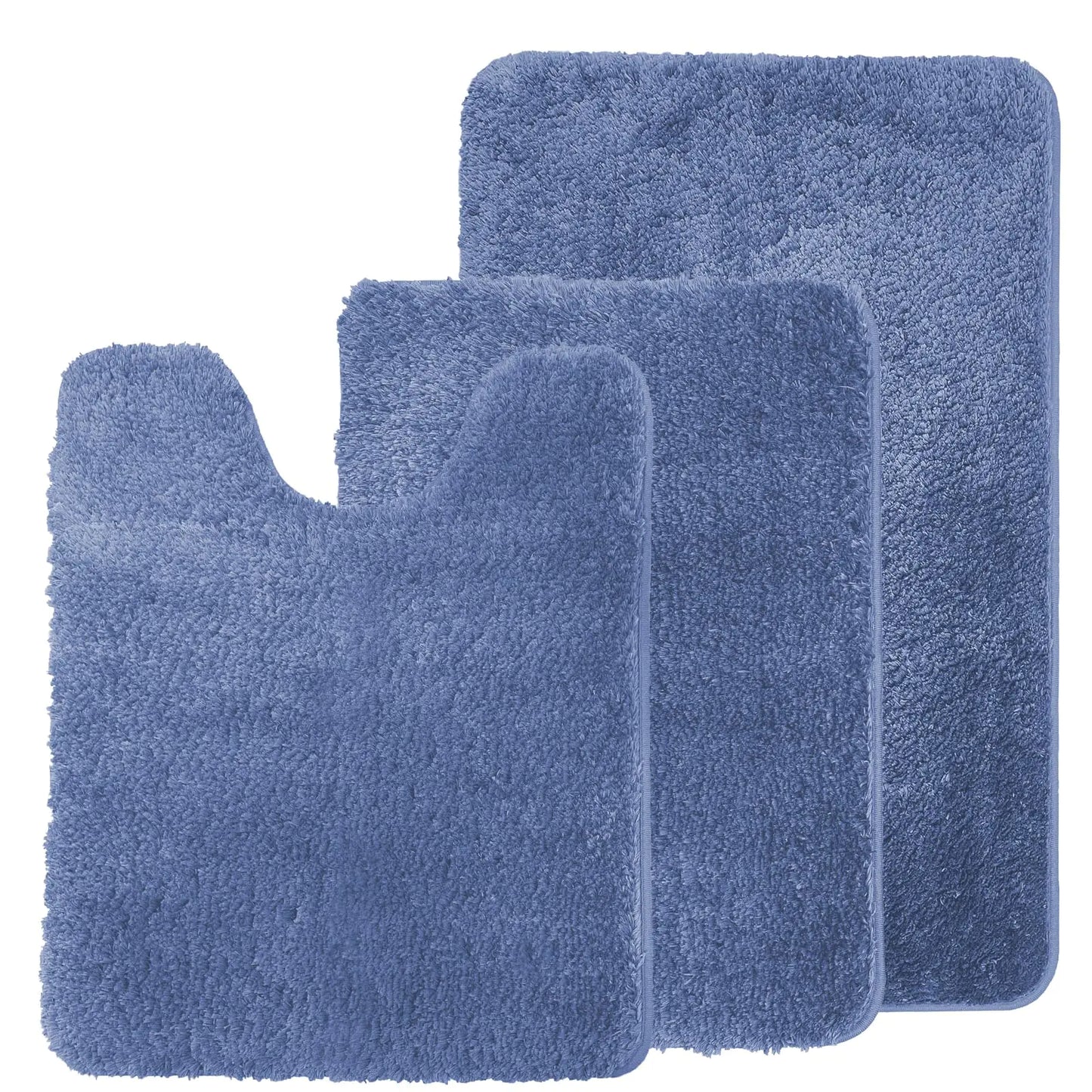 Dluxe Ave. Blue Bathroom Rugs Bathroom Rugs Sets 3 Piece Water Absorbent Microfiber Bath Mat Set Non Slip Blue
