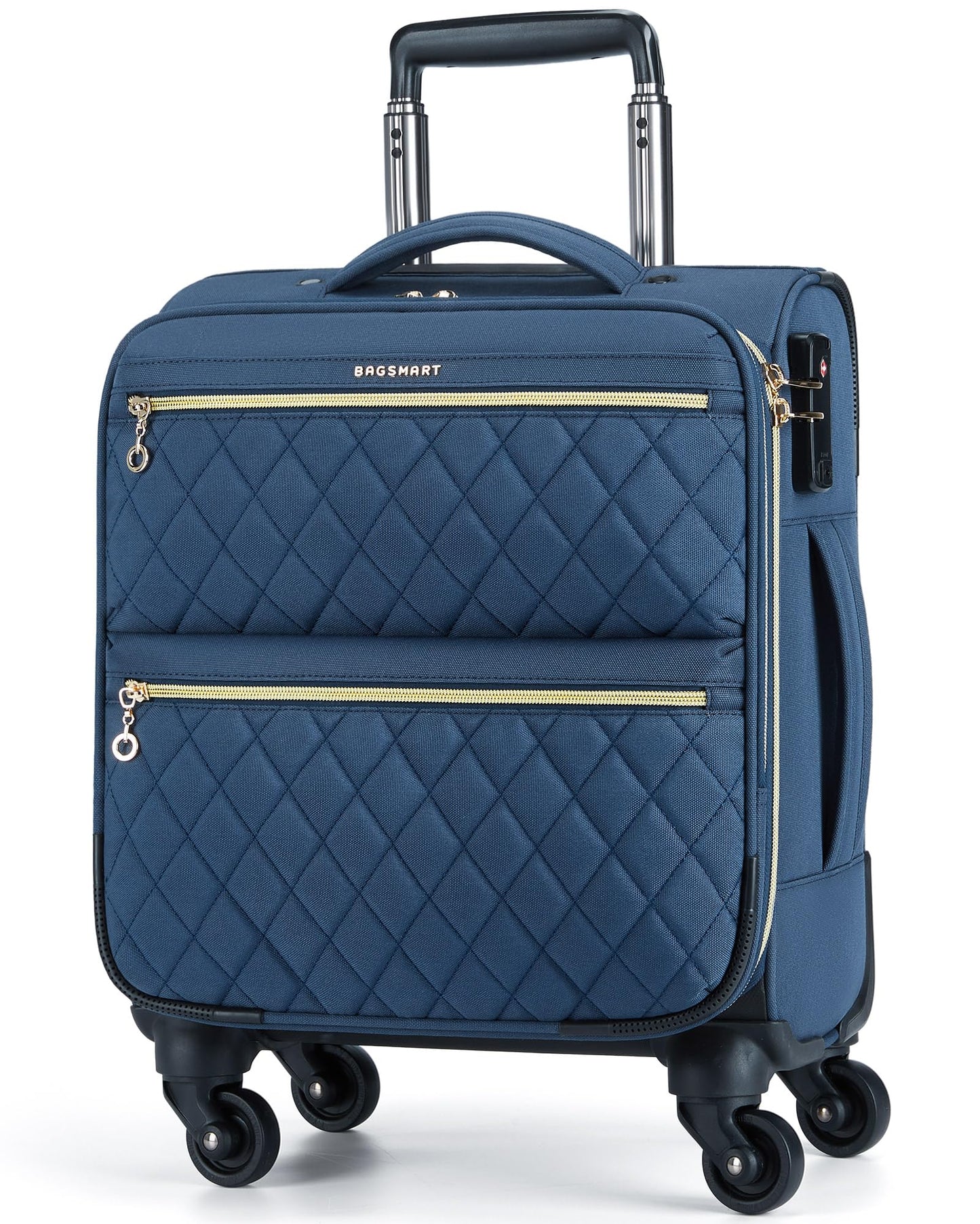 Dluxe Ave. Underseater Carry On Luggage Airline Approved with Spinner Wheels/ 16 Inch/ TSA Lock (Navy Blue)