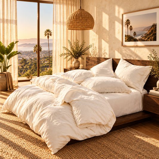 Dluxe Ave. (FULL) 4 Pcs Luxury Percale Sheet Set/ 100% Cotton/ Cream