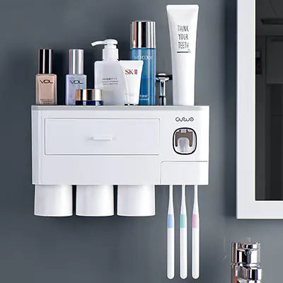 Dluxe Ave. Magnetic Toothbrush Holder Set with Automatic Toothpaste Dispenser