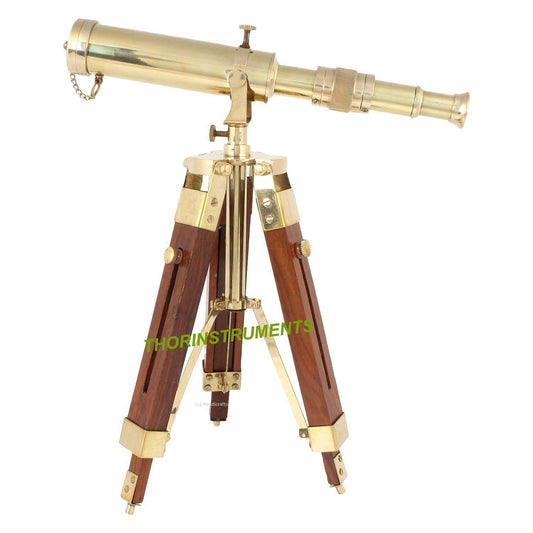 Dluxe Ave. Vintage Brass Nautical Telescope on Tripod Stand Desktop