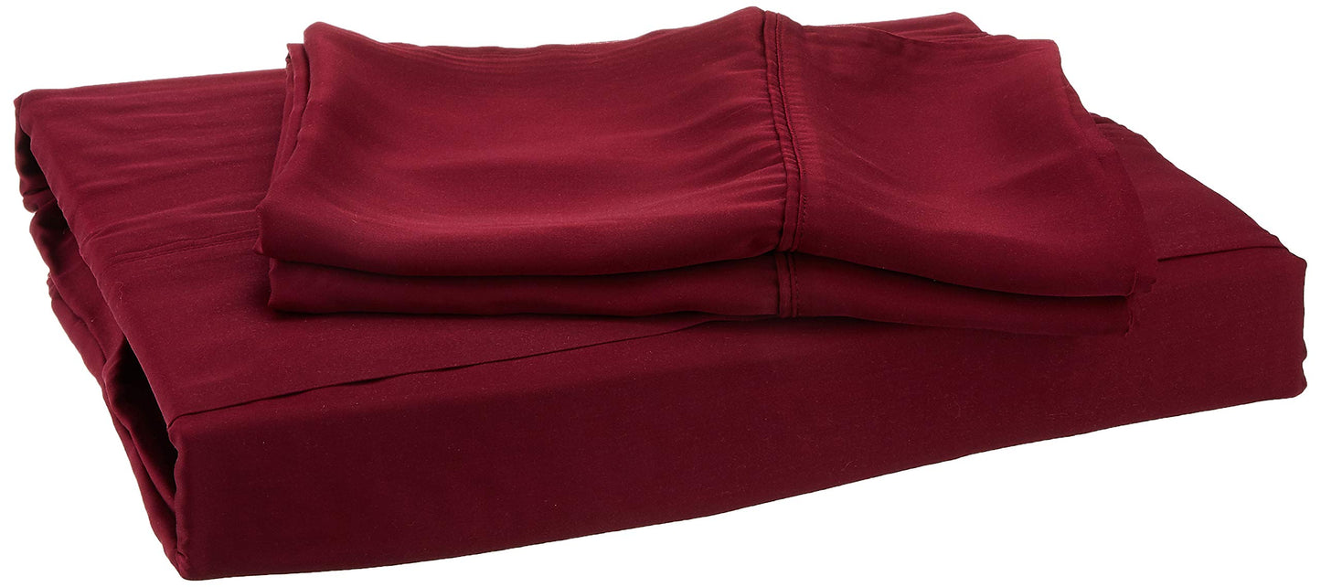 Dluxe Ave. ( QUEEN ) 300 Thread Bed Sheet Set, 1 Elastic Deep Pocket, Burgundy
