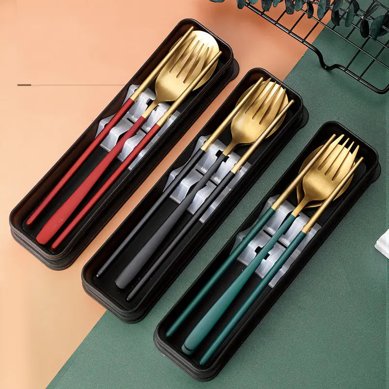 Dluxe Ave. Portable Stainless Steel Cutlery Set with Storage Box