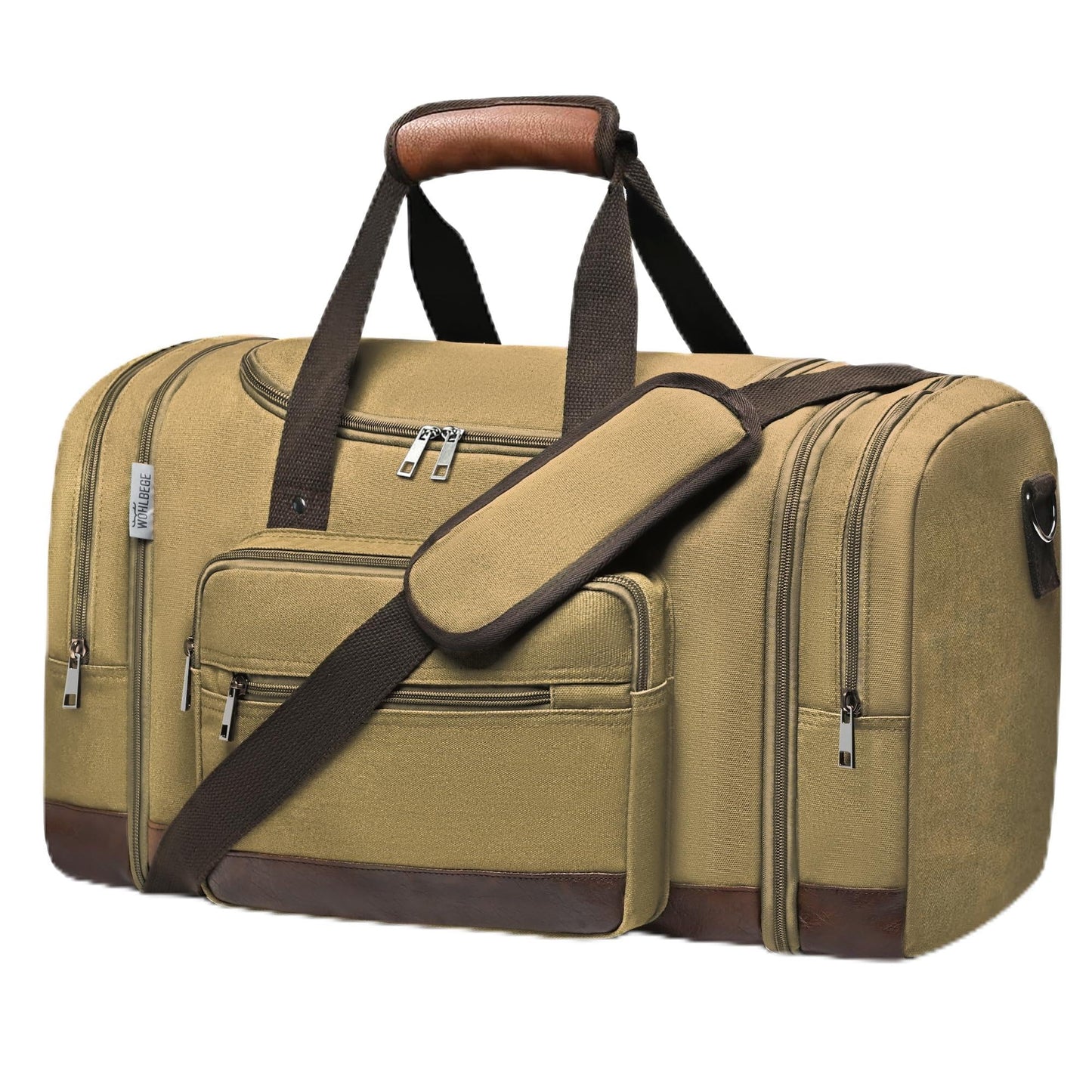 Dluxe Ave. Bag & Carry On Bag with Expandable Design and Luggage Sleeve/ Khaki