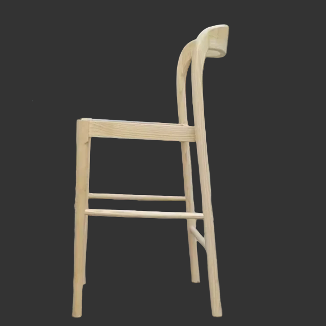 Modern Solid Wood Bar Stool with Backrest
