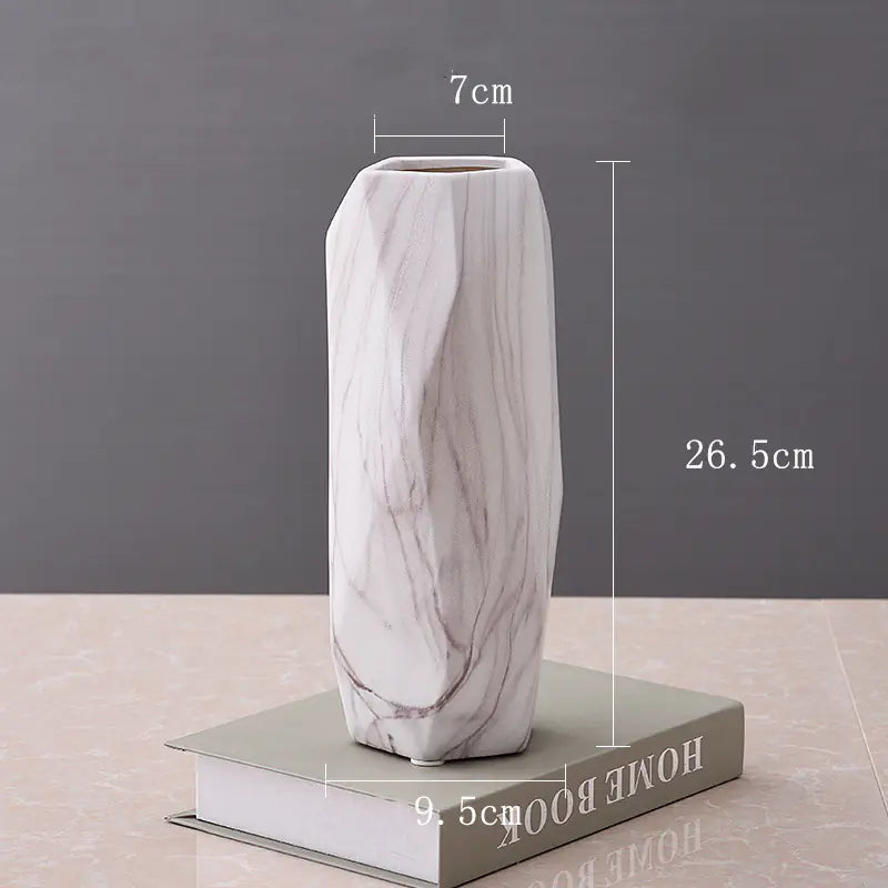 Dluxe Ave. Geometric Stone Pattern Ceramic Flower Vase Decor