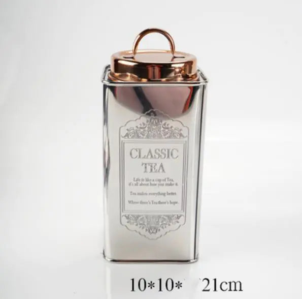 Dluxe Ave. Metal Glass Storage Jar for Coffee and Tea Decor