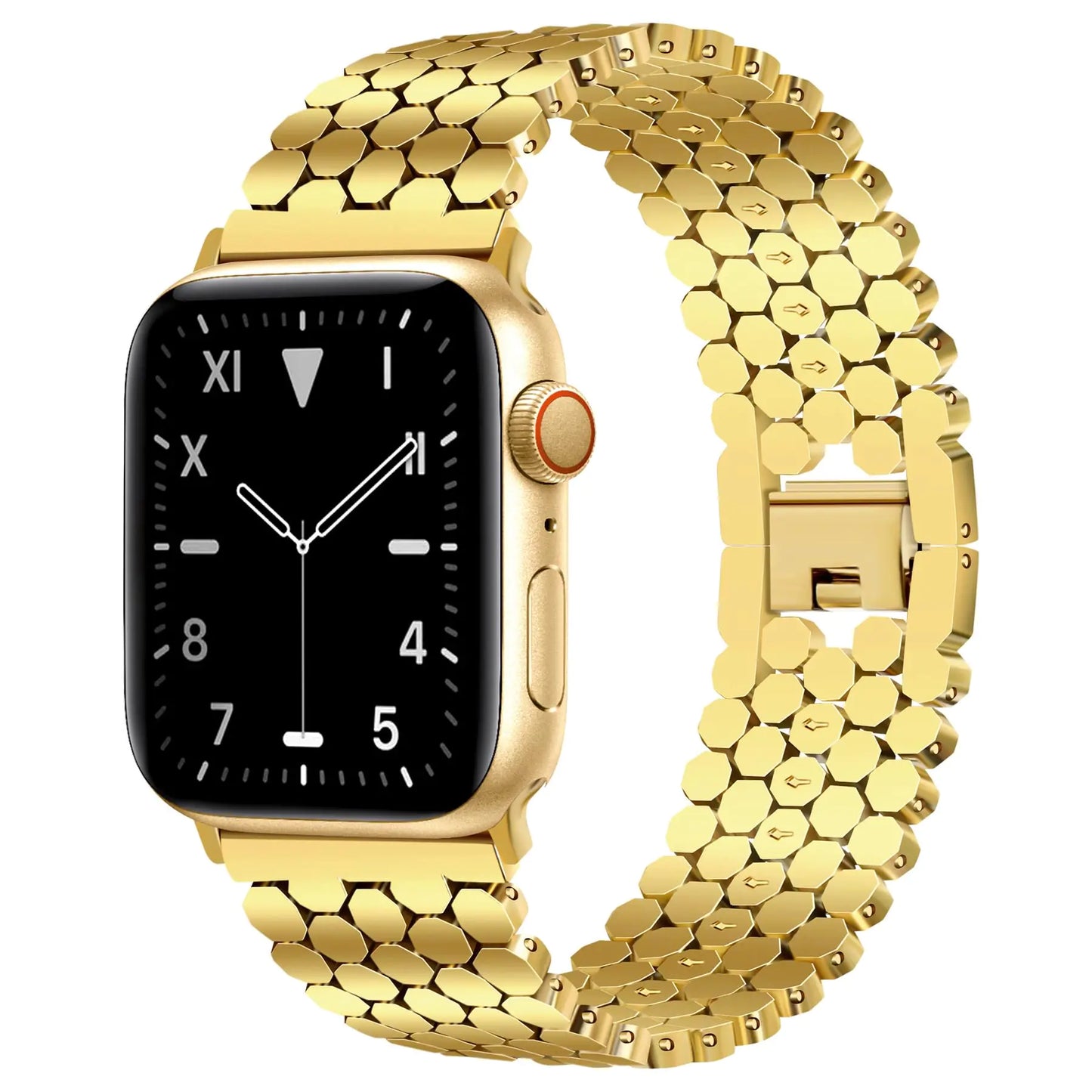 Dluxe Ave. JR.DM Honeycomb Bands Compatible with Apple Watch 38mm 40mm 41mm 42mm 44mm 45mm 46mm for Women,  Gold  Luxury Designer Metal Strap Replacement