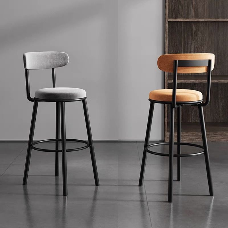 Nordic Velvet Bar Stool with Backrest