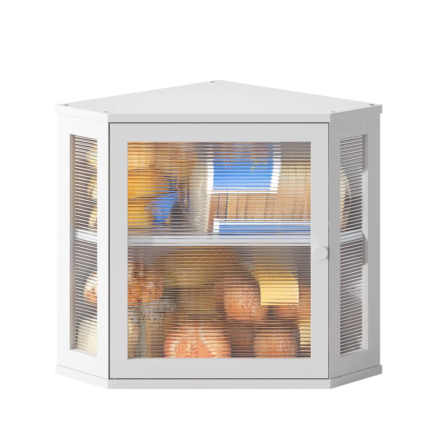 Dluxe Ave. Corner Bread Box for Kitchen Countertop/ Double Layer/ Bamboo Wood (White Medium)