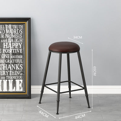 Vintage Iron Bar Chair with Solid Wood Seat