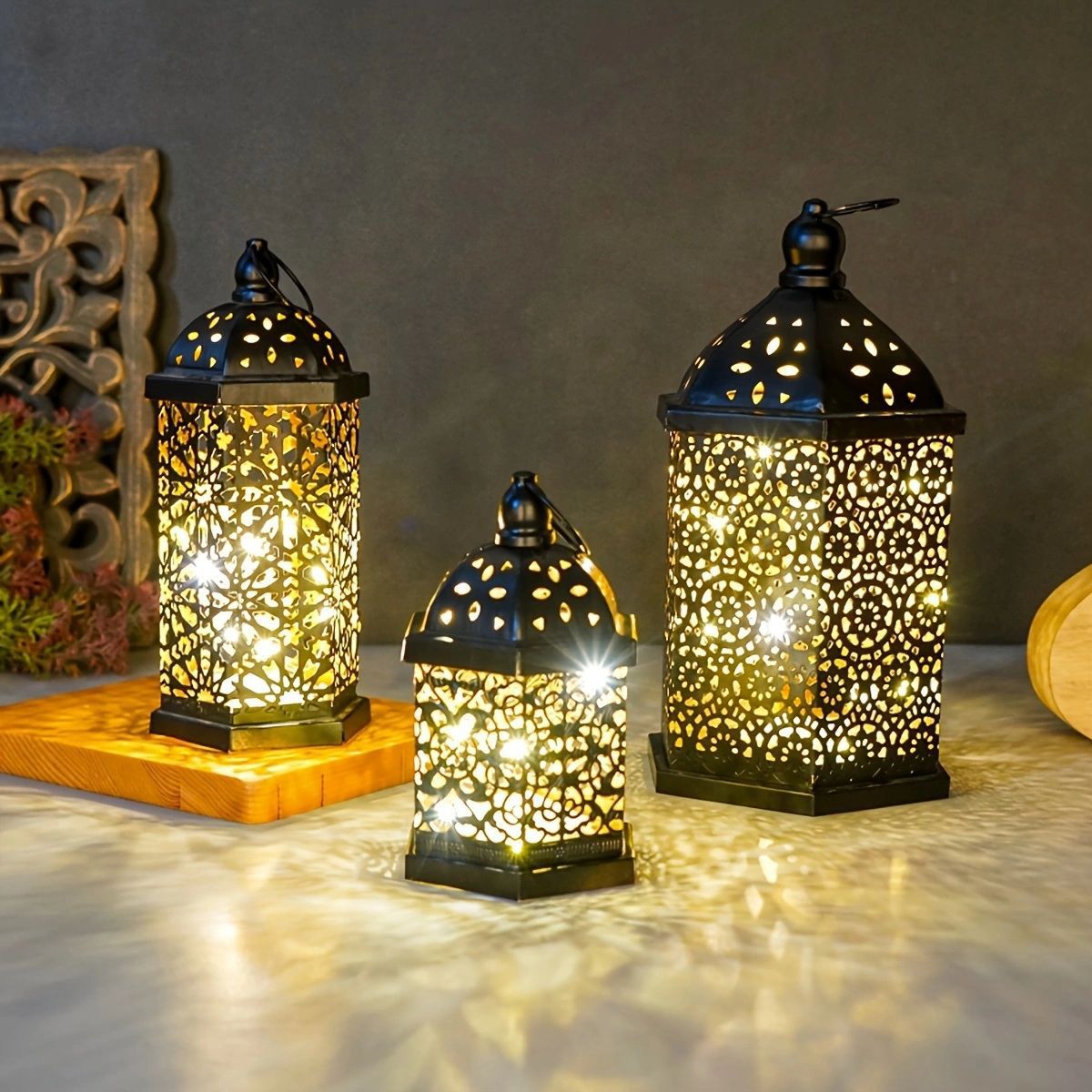Retro Moroccan LED Lantern for Home Decor