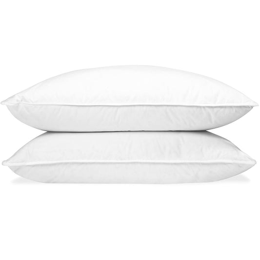 Dluxe Ave. ( QUEEN ) Down Classic Pillows { FIRM }, Set of 2-Pack, Luxury Hotel Quality