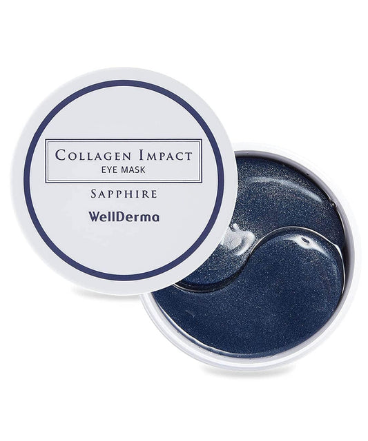 Dluxe Ave. WELLDERMA Collagen Impact Sapphire Eye Mask 60 Sheets - NOURISHing ENRICHed Moisturizing Hydrogel Eye Patches Wrinkles Collagen Under Eye for Dark Circles Dry and Dull Skin