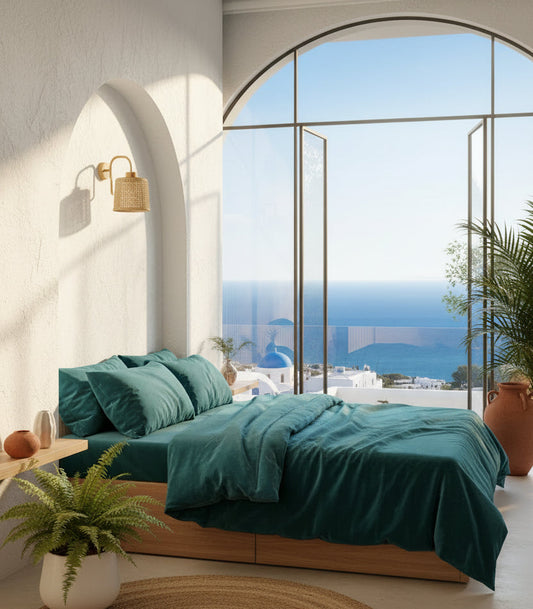 Dluxe Ave. (TWIN) 2 Pcs Ultra Luxury Rayon Velvet Bedding, Boho Solid {Duvet Cover} Teal Blue