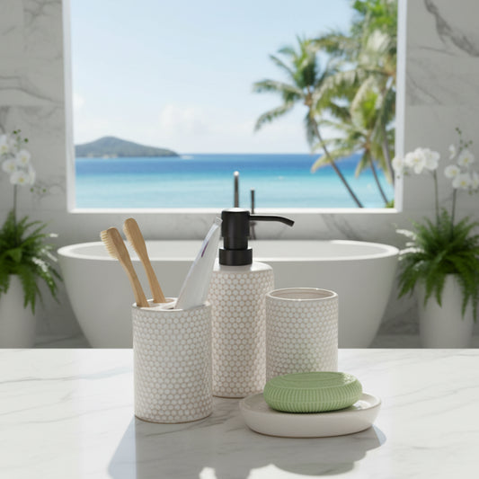 Dluxe Ave.  4 Pcs Complete Honeycomb Pattern/ Ceramic