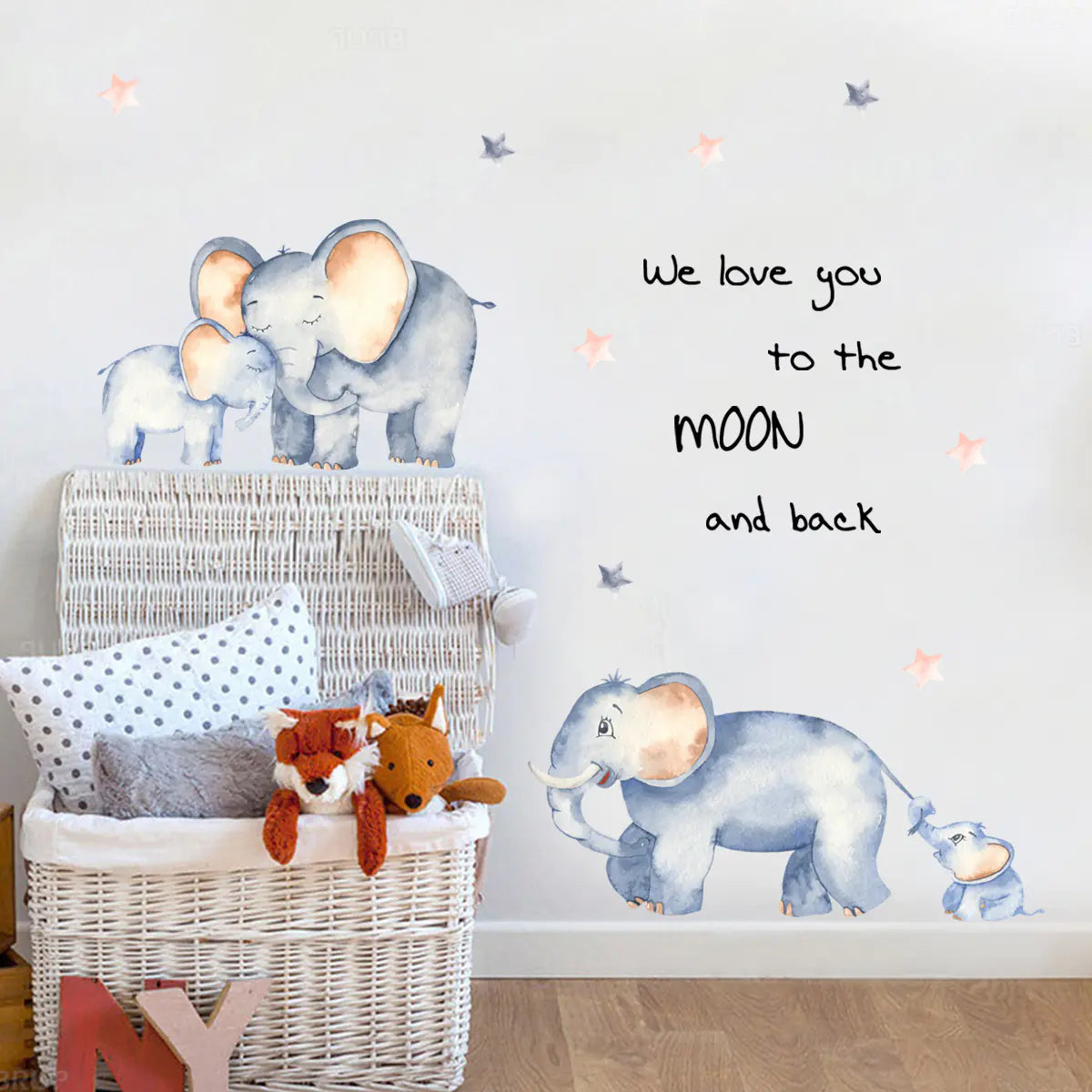 Dluxe Ave. Kids Cartoon Elephant Wall Stickers - PVC Waterproof Decals