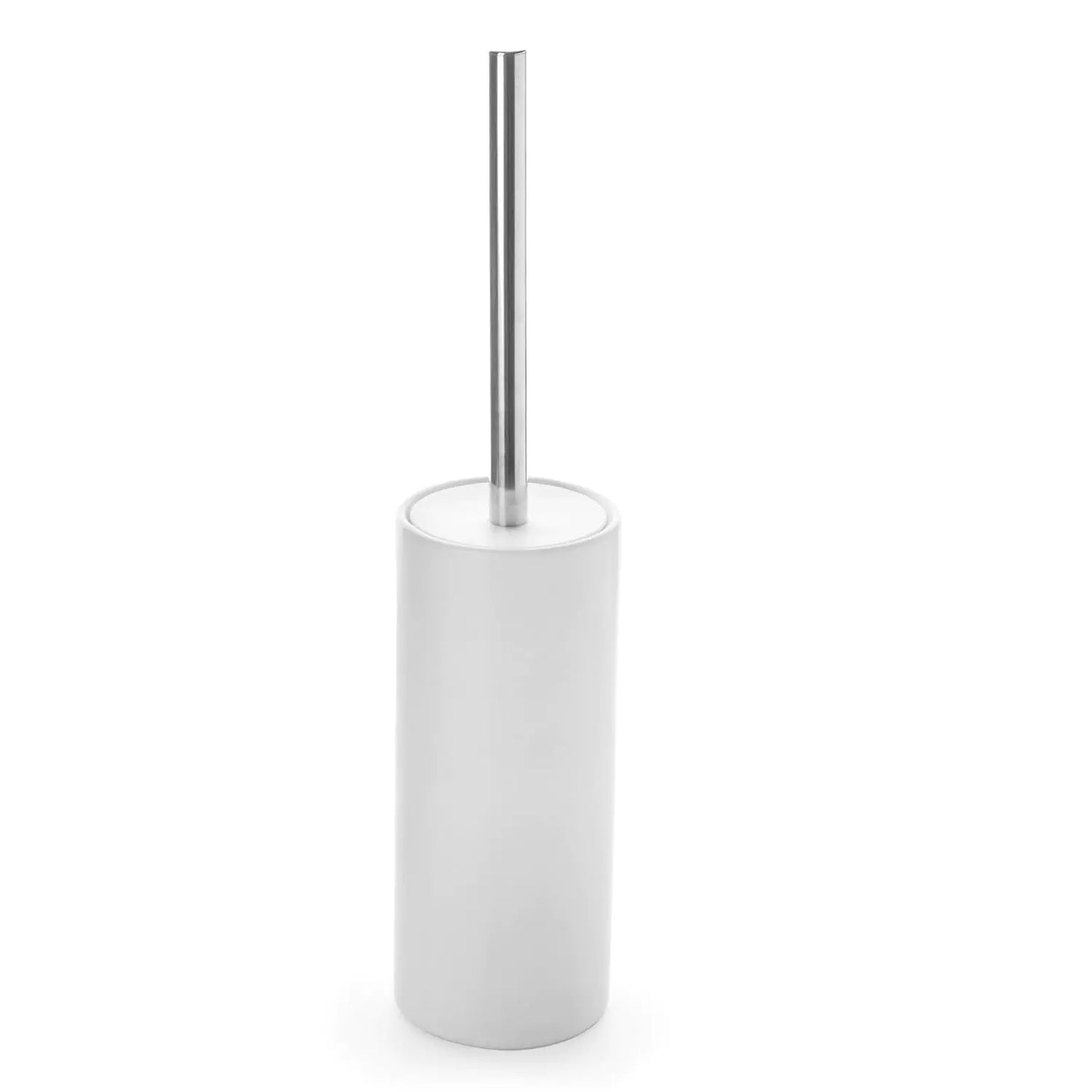 Dluxe Ave. Viosuniu Matt White Ceramic Toilet Brush and Holder Set Durable Bristles Non Scratch Toilet Long Stainless Steel Handle Freestanding Toilet Bowl Cleaners Brush Scrubber Brush for Toilet